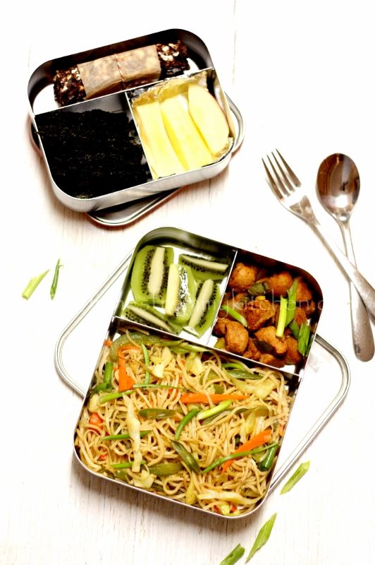 Dishesfrommykitchen KIDS LUNCH BOX VEGETABLE HAKKA NOODLES, STIR